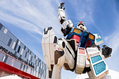OSAKA, JAPAN - AUGUST 22, 2025 : Editorial photograph of the exteriors of various pavilions and exhibits showcasing a vision of the future at the 2025 Osaka, Kansai Expo.