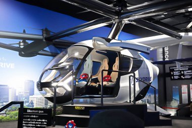 OSAKA, JAPAN - AUGUST 22, 2025 : Editorial photograph of the exteriors of various pavilions and exhibits showcasing a vision of the future at the 2025 Osaka, Kansai Expo.