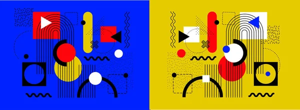 Résumé Bauhaus Memphis Formes Géométriques Composition Eléments Rétro Motif Géométrique — Image vectorielle