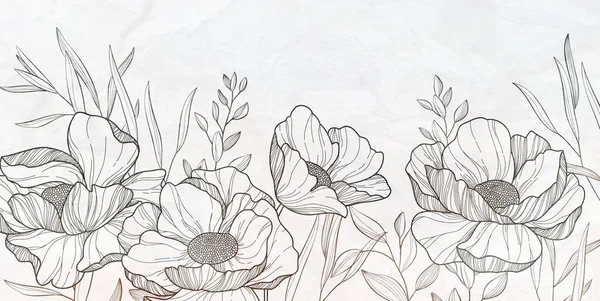 Βοτανικός Φούρνος Αγριολούλουδα Και Φύλλα Floral Φύλλωμα Για Πρόσκληση Γάμου — Διανυσματικό Αρχείο