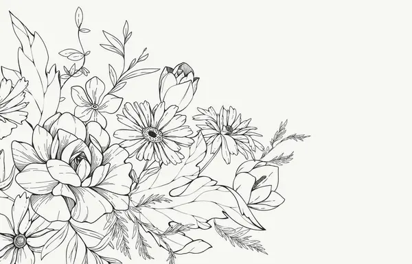Floraler Backboden Oder Tapete Mit Einem Strauß Verschiedener Blumen Botanisches — Stockvektor