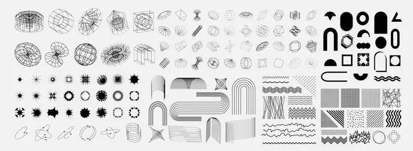 Elementos Design Geométrico Moda Formas Molduras Simples Inspiraram Brutalismo Bauhaus Ilustrações De Stock Royalty-Free