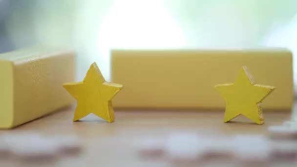 Cliente Revisão Classificação Três Estrelas Colocar Uma Estrela Amarela Conceito — Vídeo de Stock