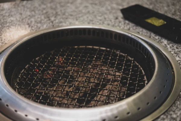 Close Bbq Hot Grill Stainless Steel Grid Ready Use — Stock fotografie