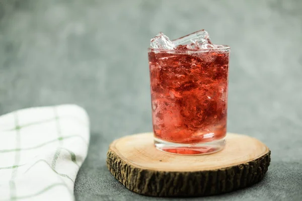 Sparkling Red Water Soda Ice Cubes Summer Iced Drink Homemade — 스톡 사진