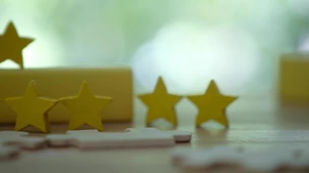 Fotografía Panorámica Los Datos Encuesta Comentarios Satisfacción Tres Estrellas Amarillas — Vídeos de Stock