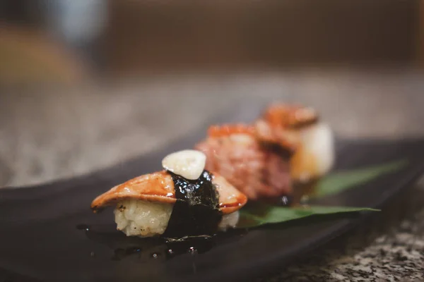 Foie Gras Sushi Grătar Mâncare Tradițională Japoneză — Fotografie, imagine de stoc