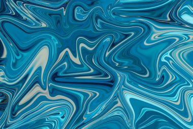 Abstract fluid blue painting. Modern art. Marbled blue abstract background. Liquid marble pattern