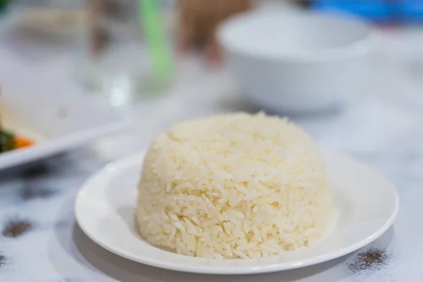White steam cooked rice ready to eat, steamed rice