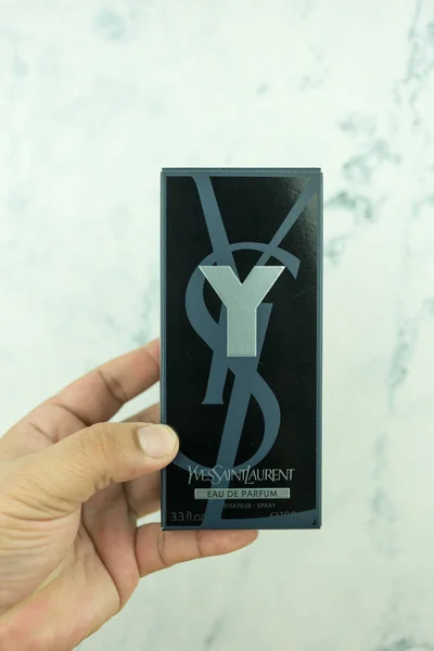 Samut Prakan Tajlandia Maja 2023 Pudełko Perfumerii Man Yves Saint — Zdjęcie stockowe