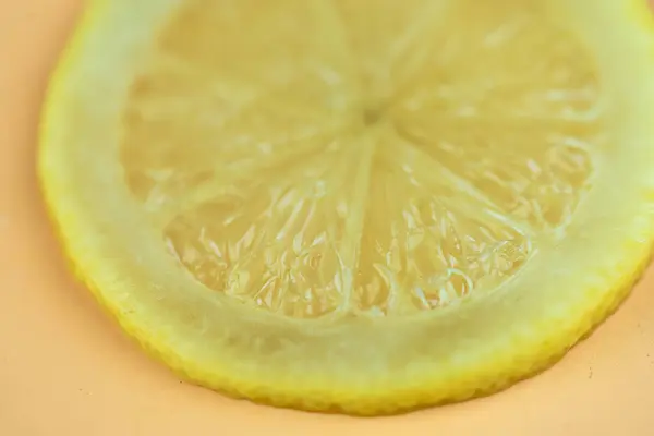Slice Lemon Fruit Cut Half Macro Photography Juicy Yellow Slice — Foto de Stock