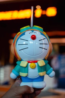 Bangkok, Tayland - 8 Ekim 2023: Combo, Tayland 'da SF Cinema' dan Doraemon The Movie 2023: Nobita 's Sky Utopia ile filmin tanıtımını yaptı. SF Tayland 'ın en büyük sinema zinciri..