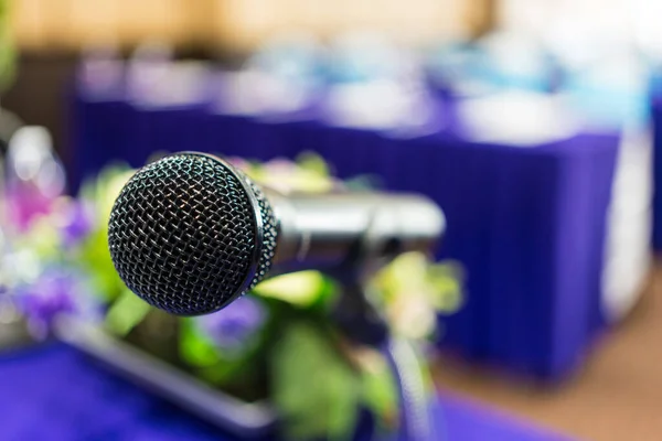 Close up of microphone on stage in the conference room