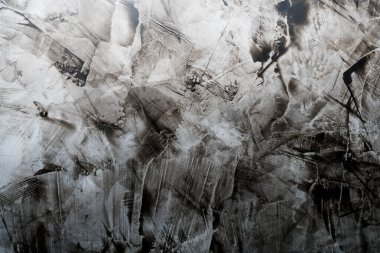 Grunge siyah beyaz arka plan. Soyut dekoratif koyu arkaplan. Tasarım için kopya alanı olan pürüzlü mistik doku duvar kâğıdı.