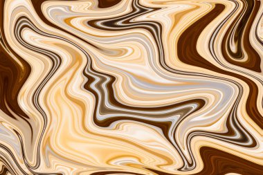 Soyut sarı ve kahverengi arka plan. Sıvı mermer dokusu. Akışkan sanat. Modern sanat eserleri arkaplan veya duvar kağıdı olarak kullanılabilir