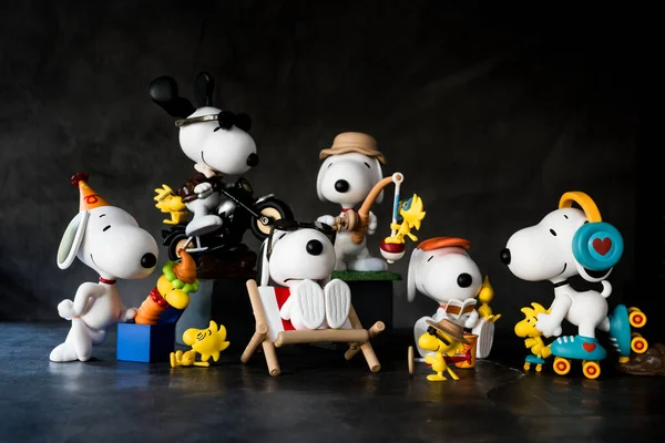 stock image Bangkok, Thailand - January 31, 2024 : Many very cute from Pop Mart Snoopy The Best Friends Series Figures toy.  A whole set contains 9 blind boxes