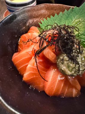 Japon pirinç somonuna yakın çekim