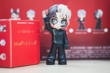 Bangkok, Tayland - 10 Mayıs 2024: POP MART X Jackson Wang için sanat oyuncağı, tüm set 6 kör kutu içeriyor. Ünlü Çinli şarkıcı Jackson Wang.