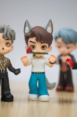 Bangkok, Tayland - 21 Mayıs 2024: POP MART X Jackson Wang için sanat oyuncağı, tüm set 6 kör kutu içeriyor. Ünlü Çinli şarkıcı Jackson Wang.