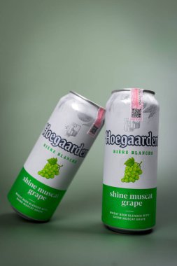 Samut Prakan, Tayland - 9 Haziran 2024: The beer brand Hoegaarden, the new flavor of Shine Muscat Grape.