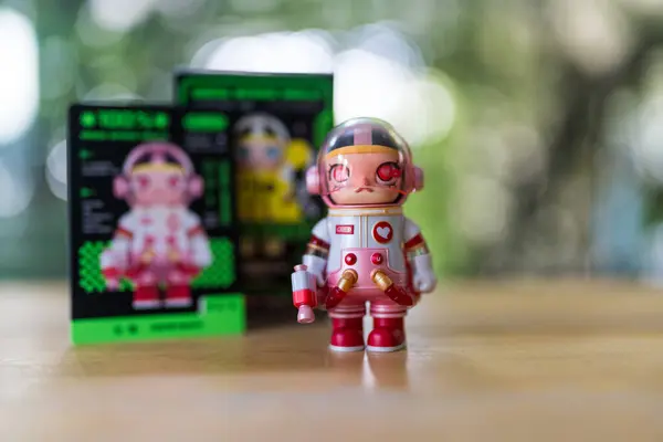 Stock image Bangkok, Thailand - July 17, 2024 : Art toys Molly space version 2 collection from Pop Mart blind box collectable cute toys. Model name Heartbert