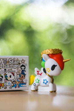 Bangkok, Tayland - 19 Temmuz 2024: Tokidoki kör kutusu, Stellina. Miniso Tayland 'dan bir dizi yıldız şampiyonu. Tokidoki Tekboynuz