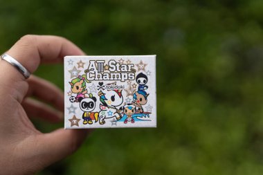 Bangkok, Tayland - 22 Temmuz 2024: Tokidoki kör kutusu, Miniso Tayland 'dan bir dizi yıldız şampiyonu. Tokidoki Tekboynuz