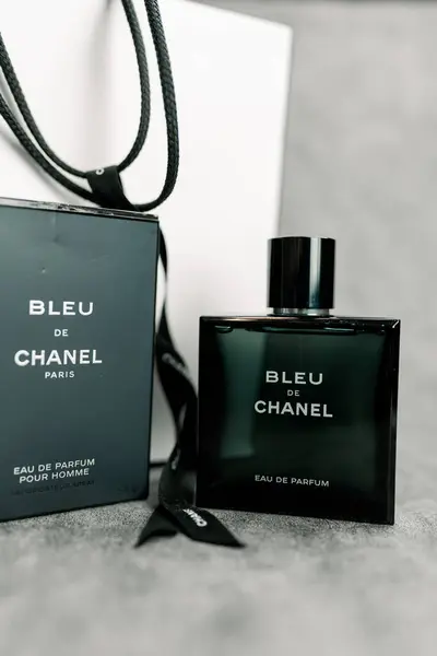 stock image Bangkok, Thailand - July 22, 2024 : Bleu de Chanel for men. Parfume Bleu de Chanel. French company founded by fashion designer Coco Chanel in Paris.