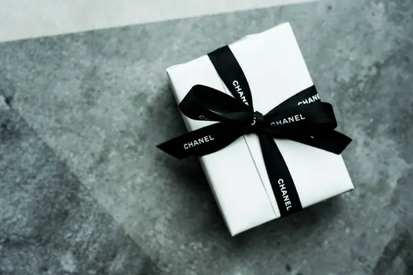 stock image Bangkok, Thailand - July 29, 2024 : Luxury gift box for men, Brand from Chanel ready to surprise for daddy or husband