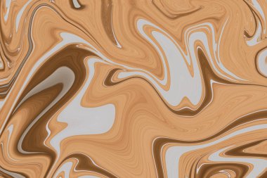 Soyut beyaz ve kahverengi arkaplan, sıvı boya sanatı, dalgalı duvar kağıdı, sanatsal arkaplan