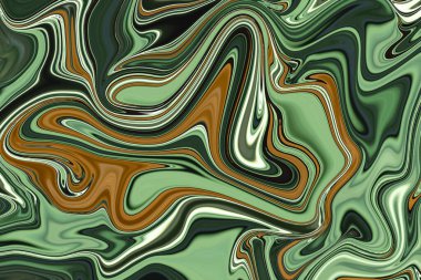 Yeşil renk girdap sıvısı eriyen dalgalar akışkan hareket eden soyut arka plan. Soyut sıvı dokusu