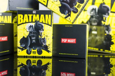 Bangkok, Thailand - September 8, 2024 : Figures of DC Batman Toy in Blind box collection of DC Batman 85th Anniversary Series Figures, Pop mart clipart