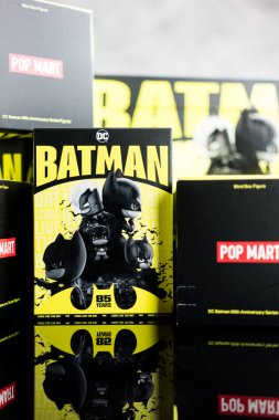 Bangkok, Thailand - October 13, 2024 : Figures of DC Batman Toy in Blind box collection of DC Batman 85th Anniversary Series Figures, Pop mart clipart