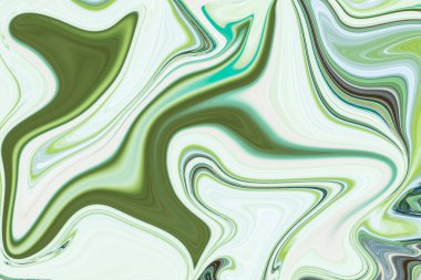 Yeşil bir gradyanı olan sıvı bir arka plan. Moda tasarımı. Soyut resim arkaplanı. Akışkan boya soyut doku.
