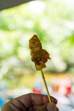 Tayland usulü ızgara tavuk şişi, Tayland 'da popüler bir sokak yemeği kahvaltısı.