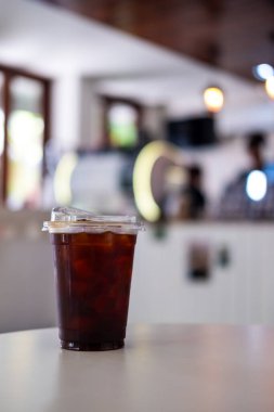 Americano coffee or long black coffee in take away glass