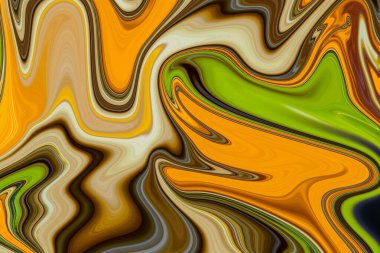 Soyut sıvı sanat arka planı yeşil, sarı ve kahverengi, moda renkler