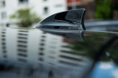 Bangkok, Tayland - 12 Mayıs 2025: Honda şehir hatchback mavi hibrit modeli üzerinde köpekbalığı yüzgeci anten