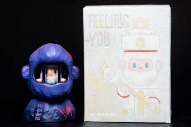 Bangkok, Tayland - 9 Haziran 2025 FARMER BOB Feeling You Series, A Toy Name is Anxious. Koleksiyon FARMER BOB Seni Hissediyor Serisi