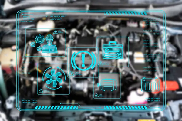 Araba servisi teknolojisi, yazılım çevrimiçi ve kontrol listesi konsepti. Servis Merkezi Memuru 'nun arabası hizmet için kontrol ve bakım konularında arıza yaptı, kontrol otomobili. Müşteri hizmetleri