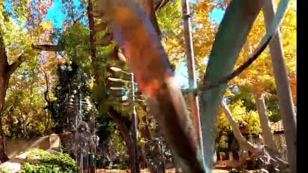 Vertical Windmills Turning Autumn Leaves — Vídeos de Stock
