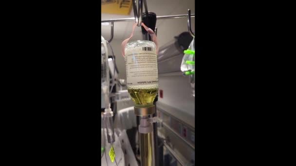 Albumen Intravenous Infusion Bottle Bubbles Tubing — Video Stock