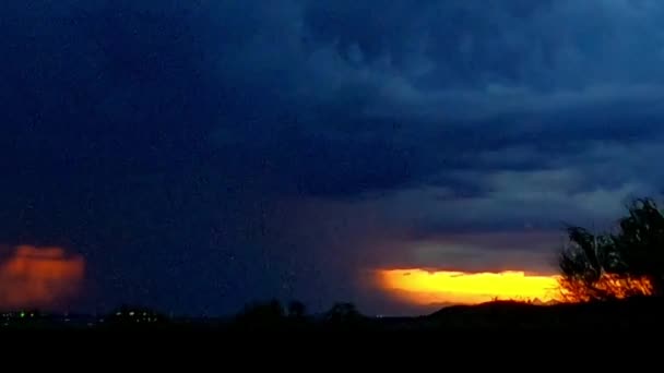 Zonsondergang Onweer Met Blikseminslag Tucson Arizona — Stockvideo