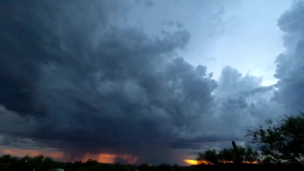 Sunset Thunderstorm Lightning Strikes Tucson Arizona — Stock Video