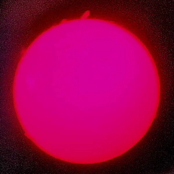 stock image Solar prominences - red image through solar telescope