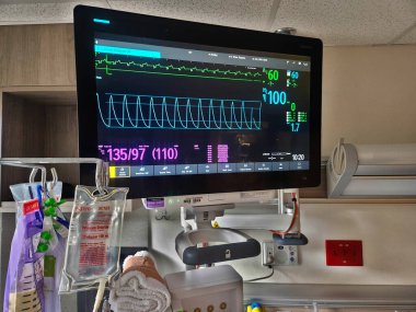 EKG, Pulse, BP and Respiration ICU Monitoring Screen clipart