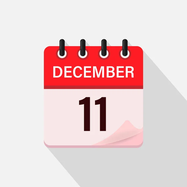 Dezembro Ícone Calendário Com Sombra Dia Mês Ilustração Vetorial Plana — Vetor de Stock