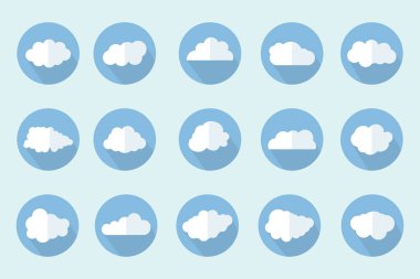 Bulut simgesi seti. Bulut hesaplama ağı ve uygulama için bulut simgeleri. Vektör tasarımı.