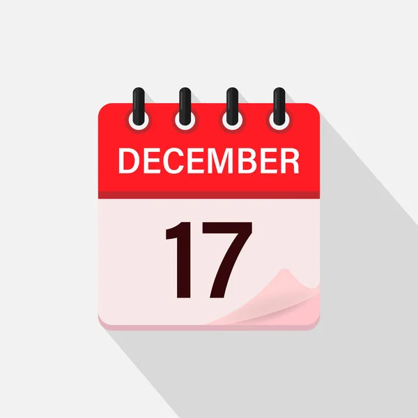 Dicembre Icona Del Calendario Con Ombra Giorno Mese Illustrazione Vettoriale — Vettoriale Stock