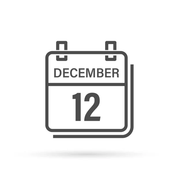 Desember Ikon Kalender Dengan Bayangan Hari Bulan Ilustrasi Vektor Datar - Stok Vektor